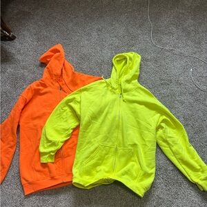 Gildan Orange and Yellow Zip Up Sweaters